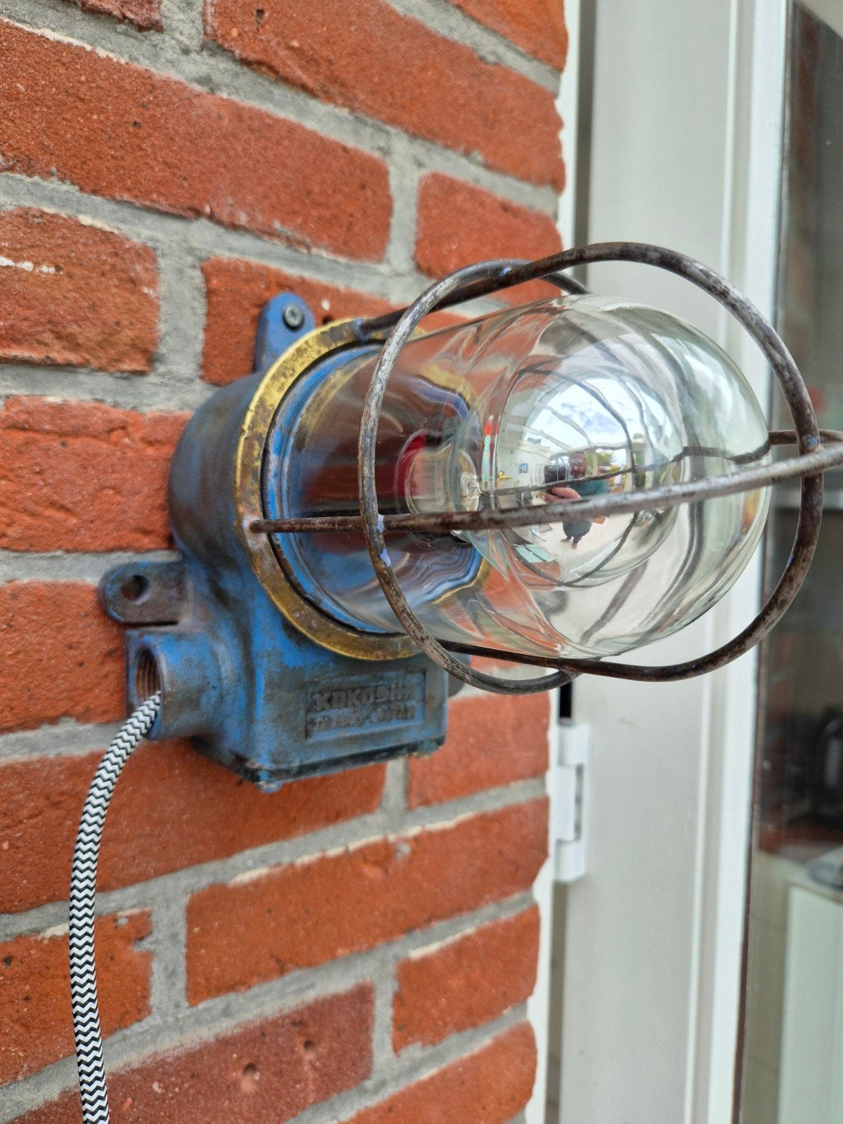 Scheepslampje Kokosha Osaka Japan industrieel lamp wandlamp, Ophalen of Verzenden, Zo goed als nieuw, Glas