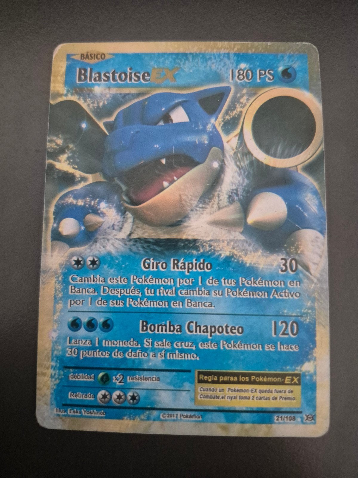 Spaanse Blastoise EX Pokémon kaart, Ophalen of Verzenden, Gebruikt, Losse kaart, Foil