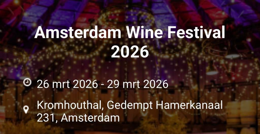 2 kaarten zaterdag - Amsterdam Wine Festival, Twee personen