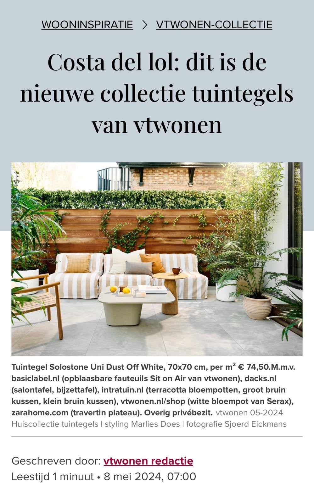 GEZOCHT! Vt wonen solostone, Ophalen, 10 m² of meer, 60 cm of meer, Vloertegels