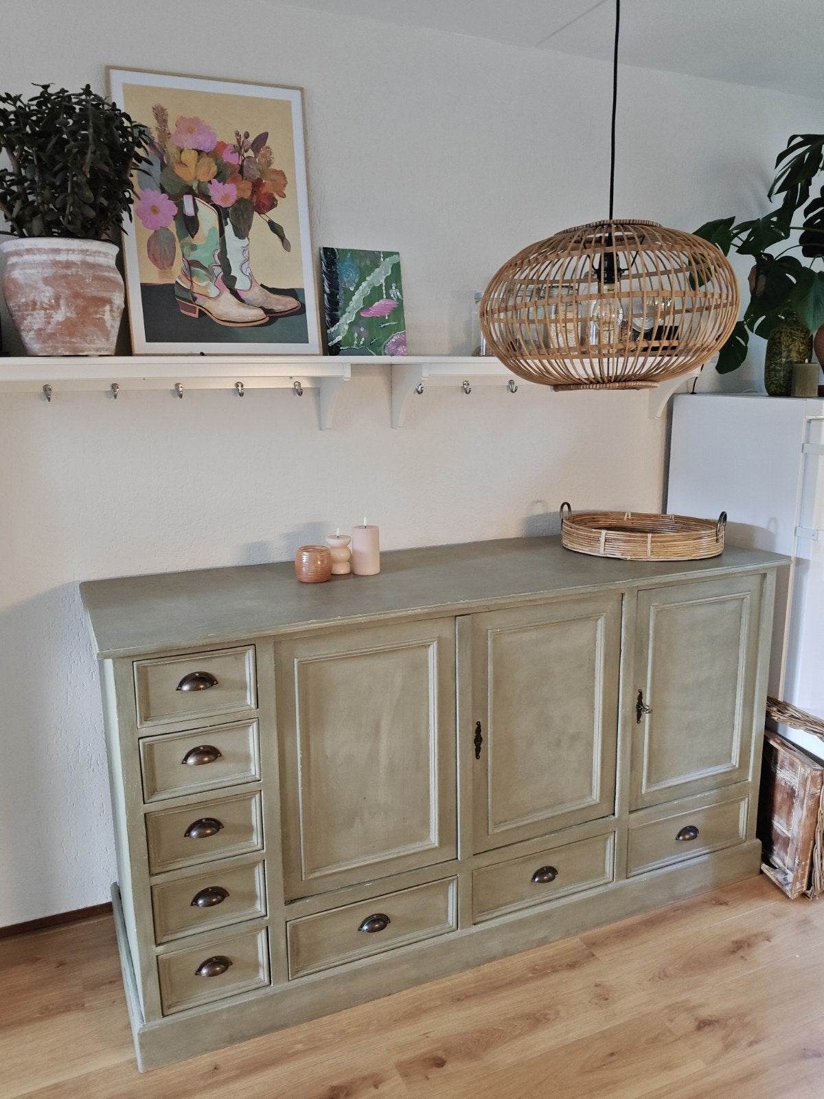 massief oud grenen dressoir/ tv kast B.1.85x D.0.60 x H.1.0, Ophalen, Gebruikt, 25 tot 50 cm