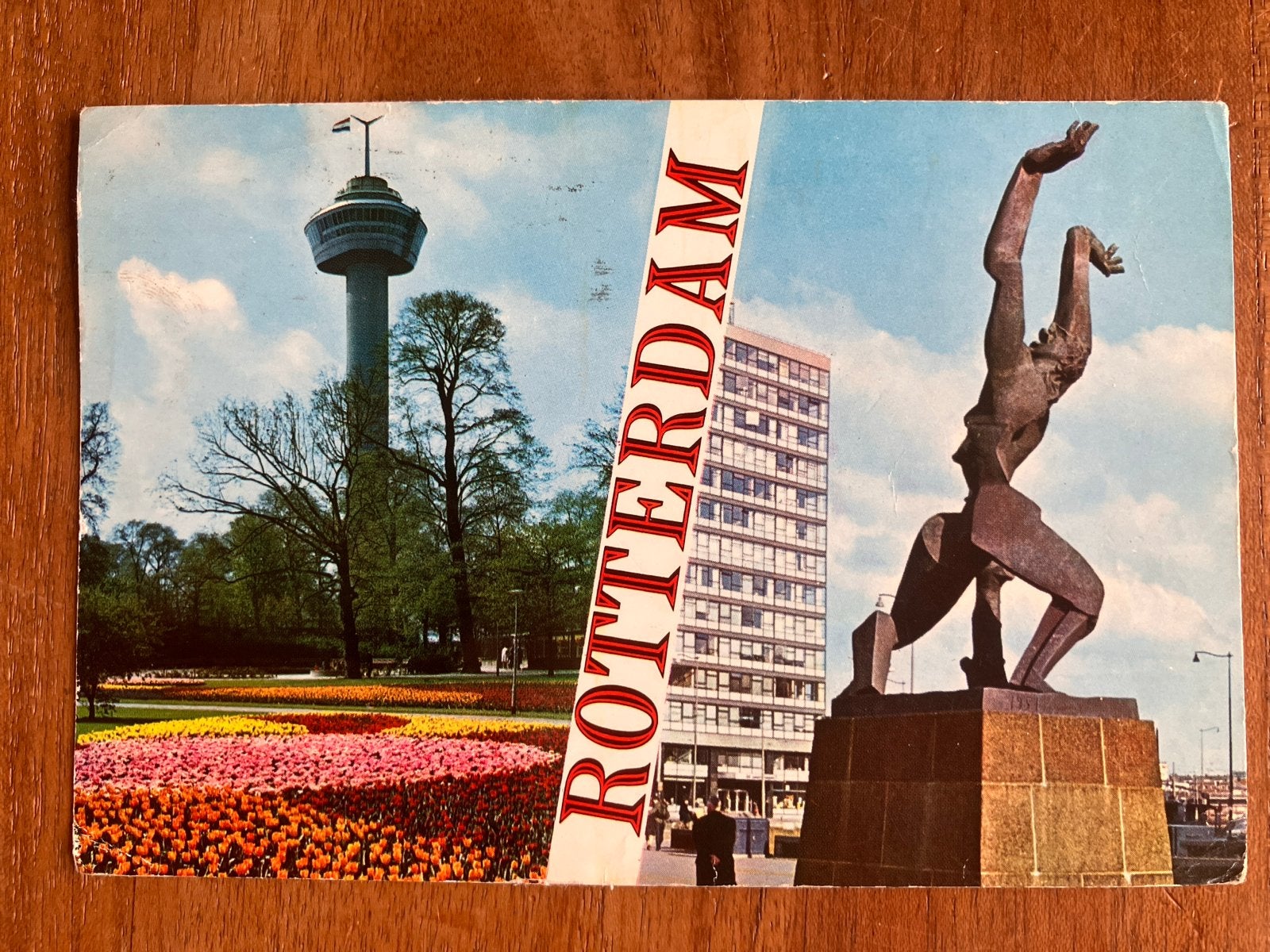 Rotterdam: Euromast en Zadkine Monument 1965, Ophalen of Verzenden, 1960 tot 1980, Gelopen, Zuid-Holland