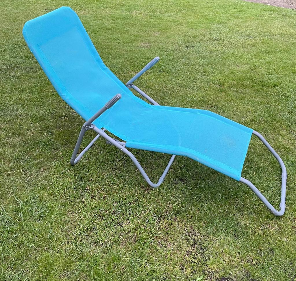 Luiwammes stoel, Ophalen, Gebruikt, Aluminium, Inklapbaar