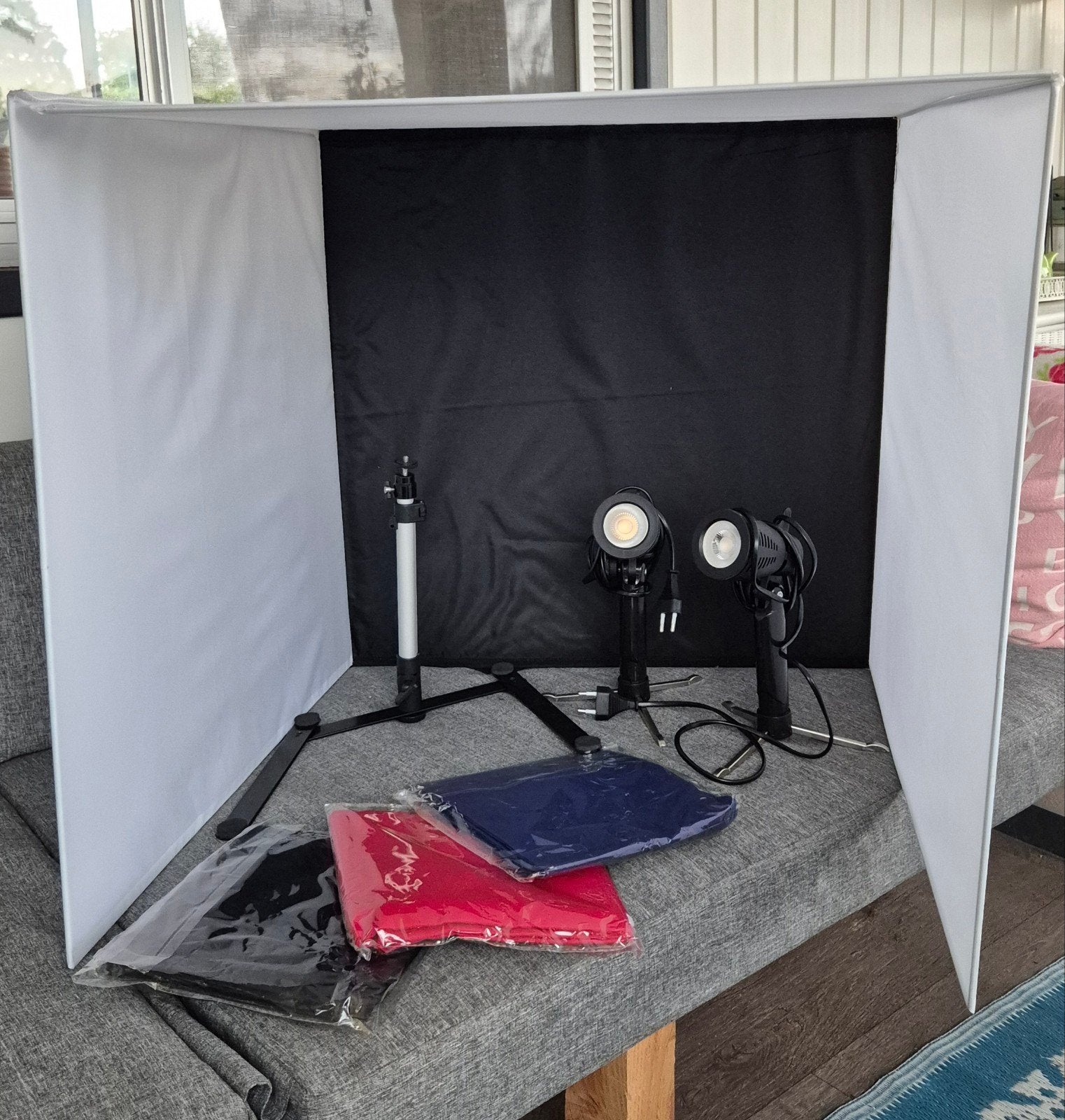 Caruba Mini Fotostudio Set met Verlichting en Achtergronden, Ophalen, Zo goed als nieuw, Mini fotostudio, Caruba