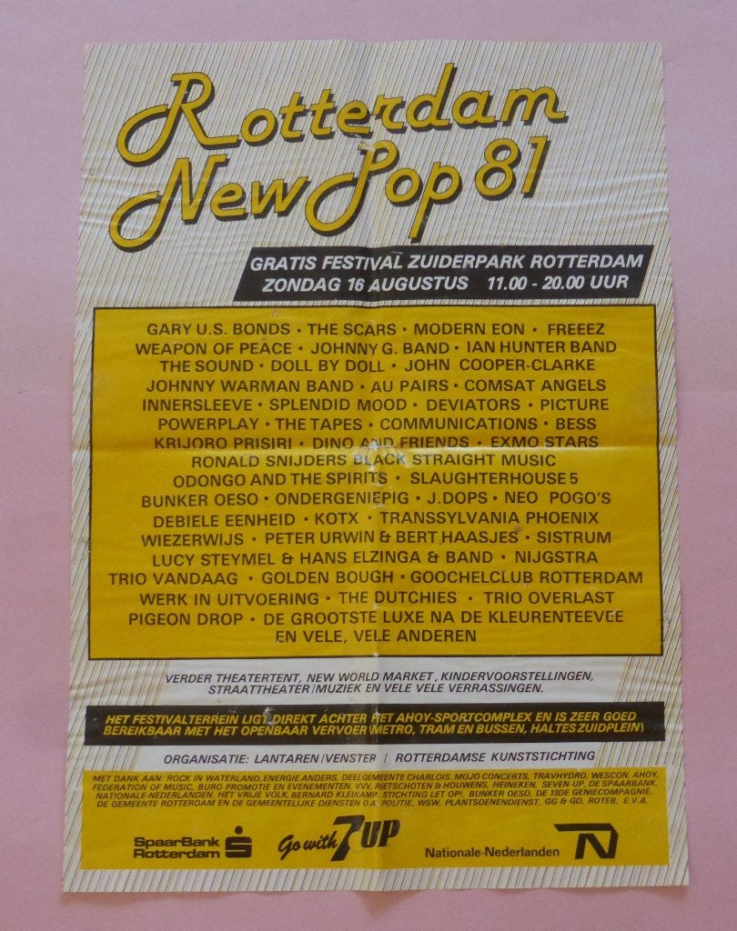 Poster Rotterdam New Pop festival 1981, Ophalen, A1 t/m A3, Muziek, Rechthoekig Staand