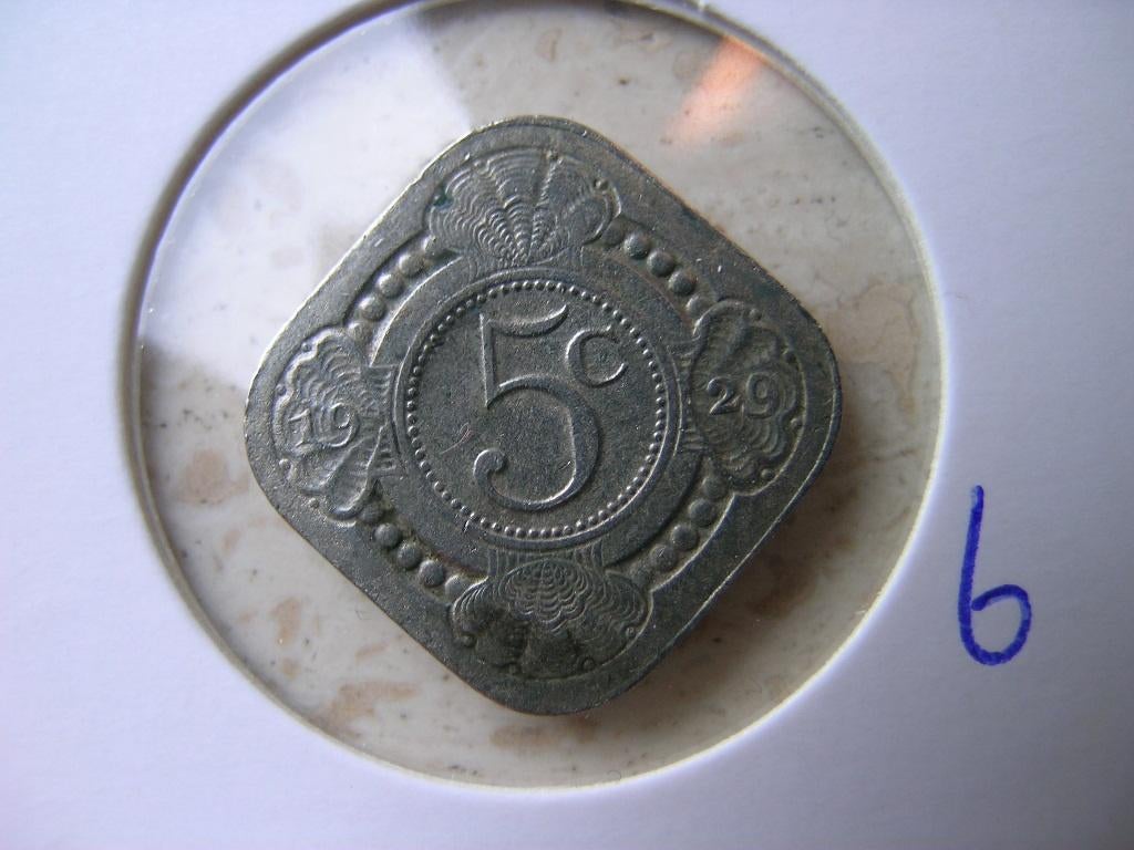 Stuiver 1929 (nr 6), Ophalen of Verzenden, Koningin Wilhelmina, 5 cent, Losse munt