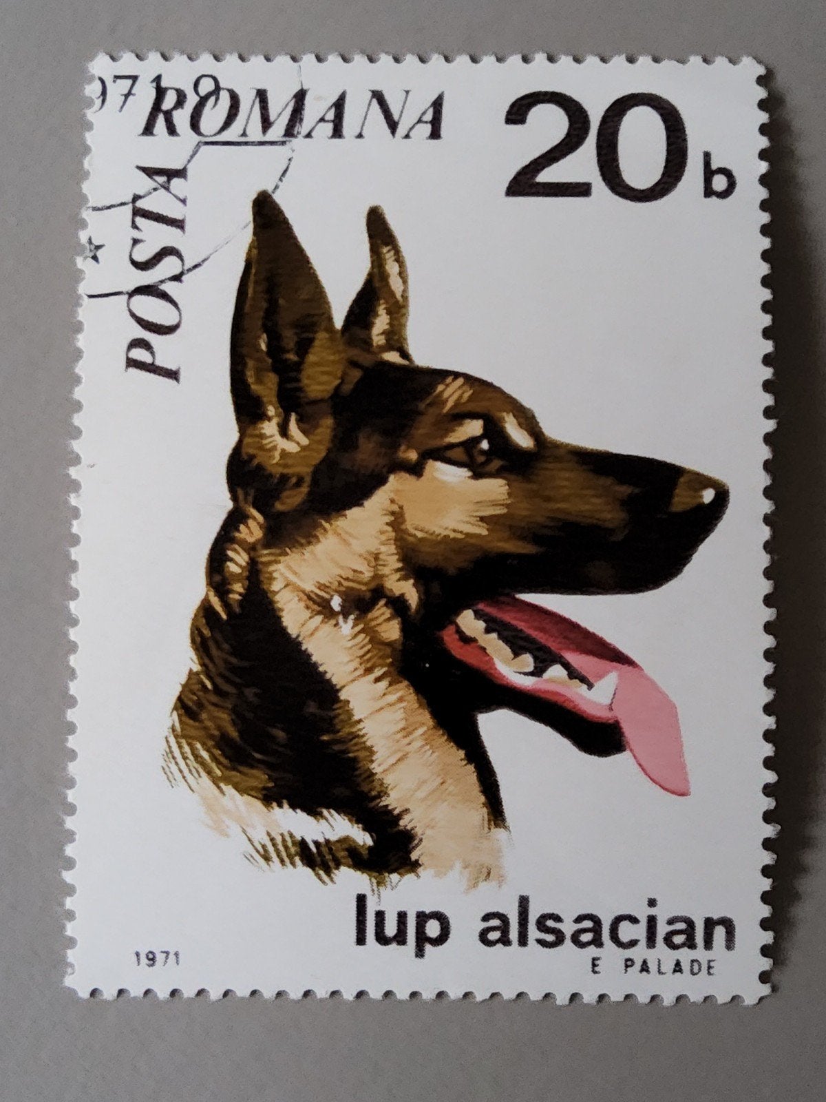 Roemeense postzegel 1971 - Duitse Herder (Lup Alsacian), Verzenden, Overige landen, Gestempeld