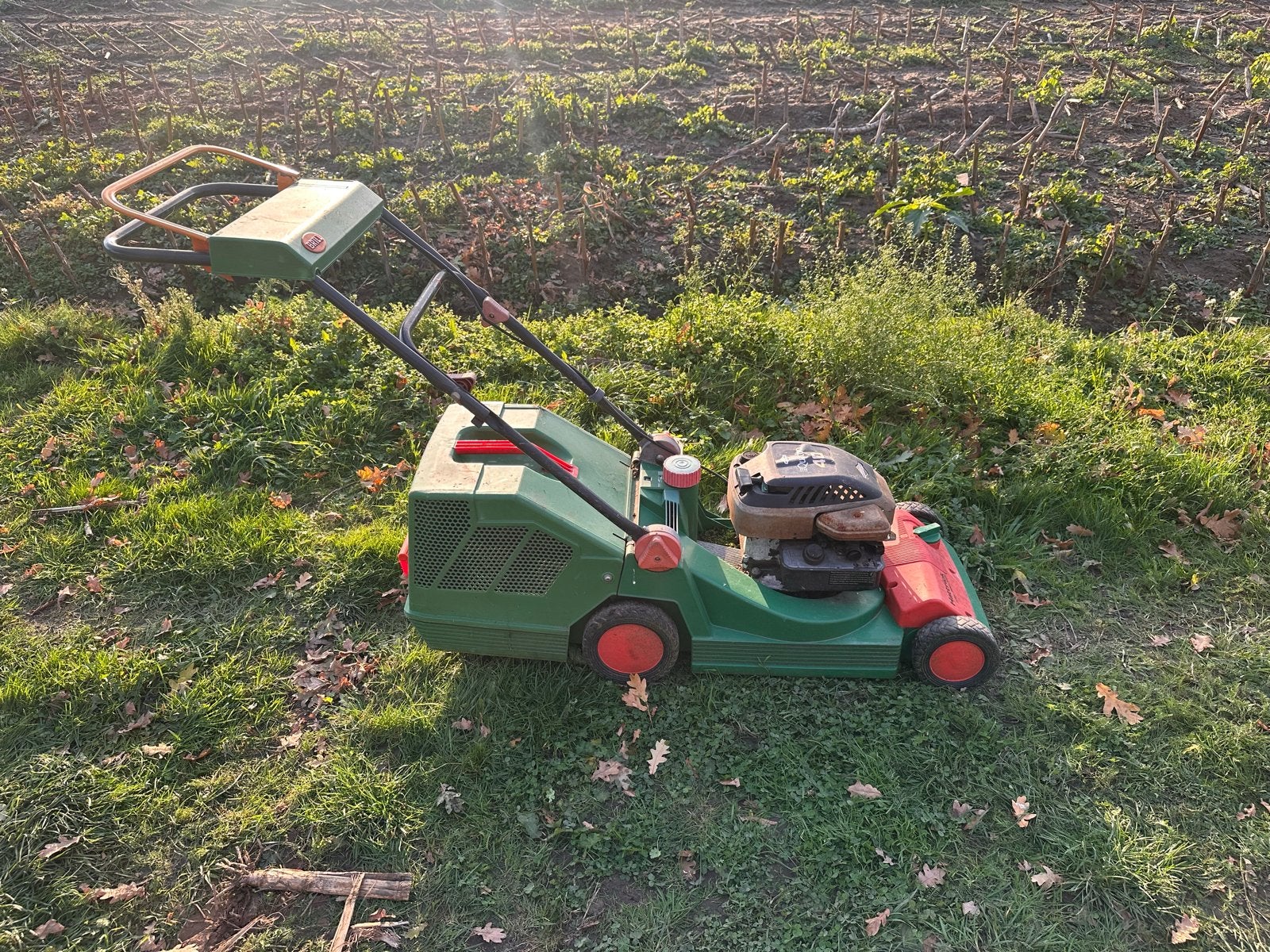 Brill grasmaaier met Briggs & Stratton motor, Tuin en Terras, Cirkelmaaier, Gebruikt, Ophalen of Verzenden, Opvangbak