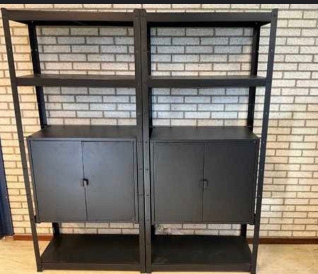 IKEA BROR stellingkast met kasten - zwart, Ophalen of Verzenden, Gebruikt