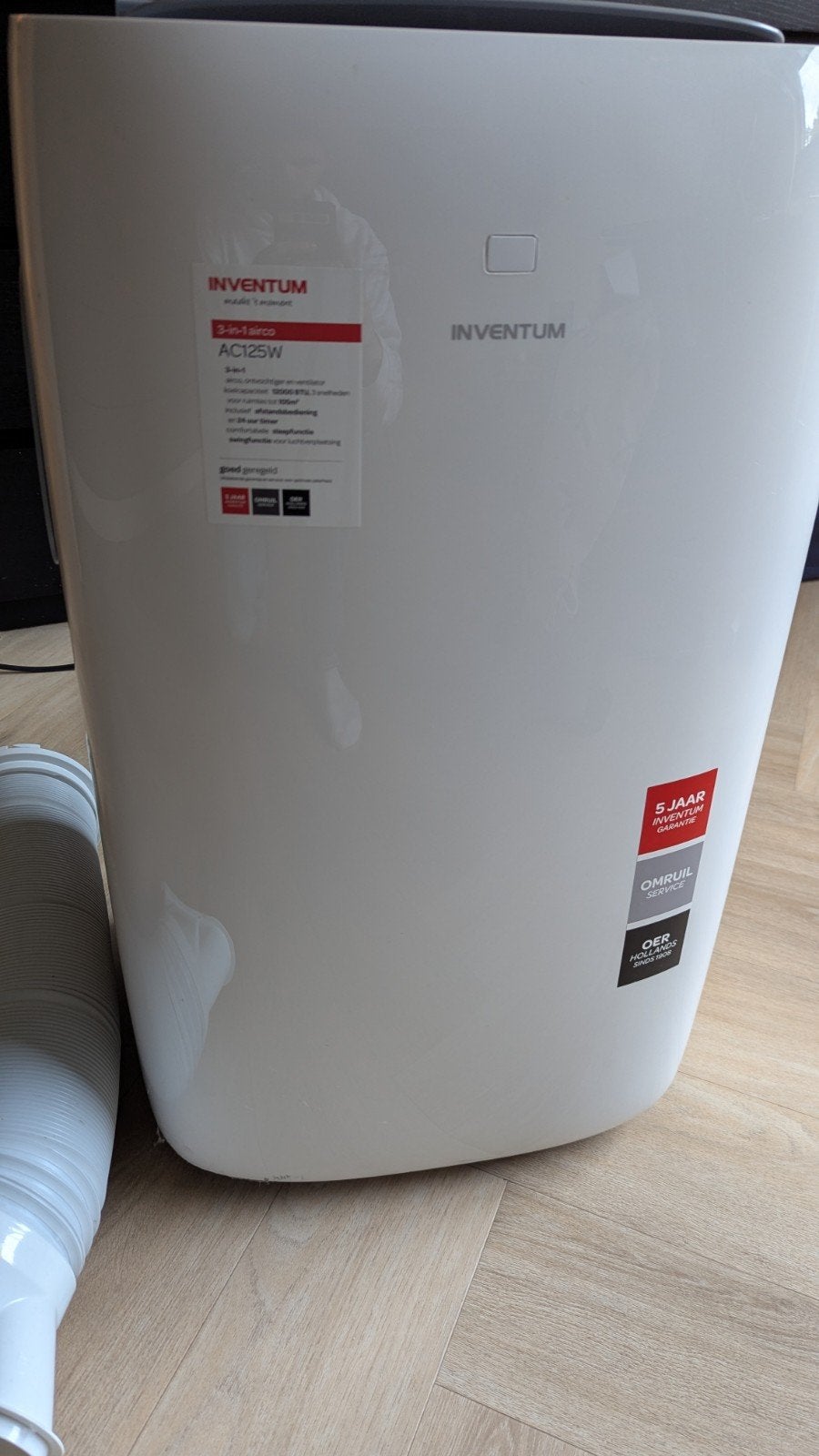 Inventum AC125W Mobiele Airco (raamkit ontbreekt), Ophalen, Gebruikt, 100 m³ of groter, Koelen en Ontvochtigen