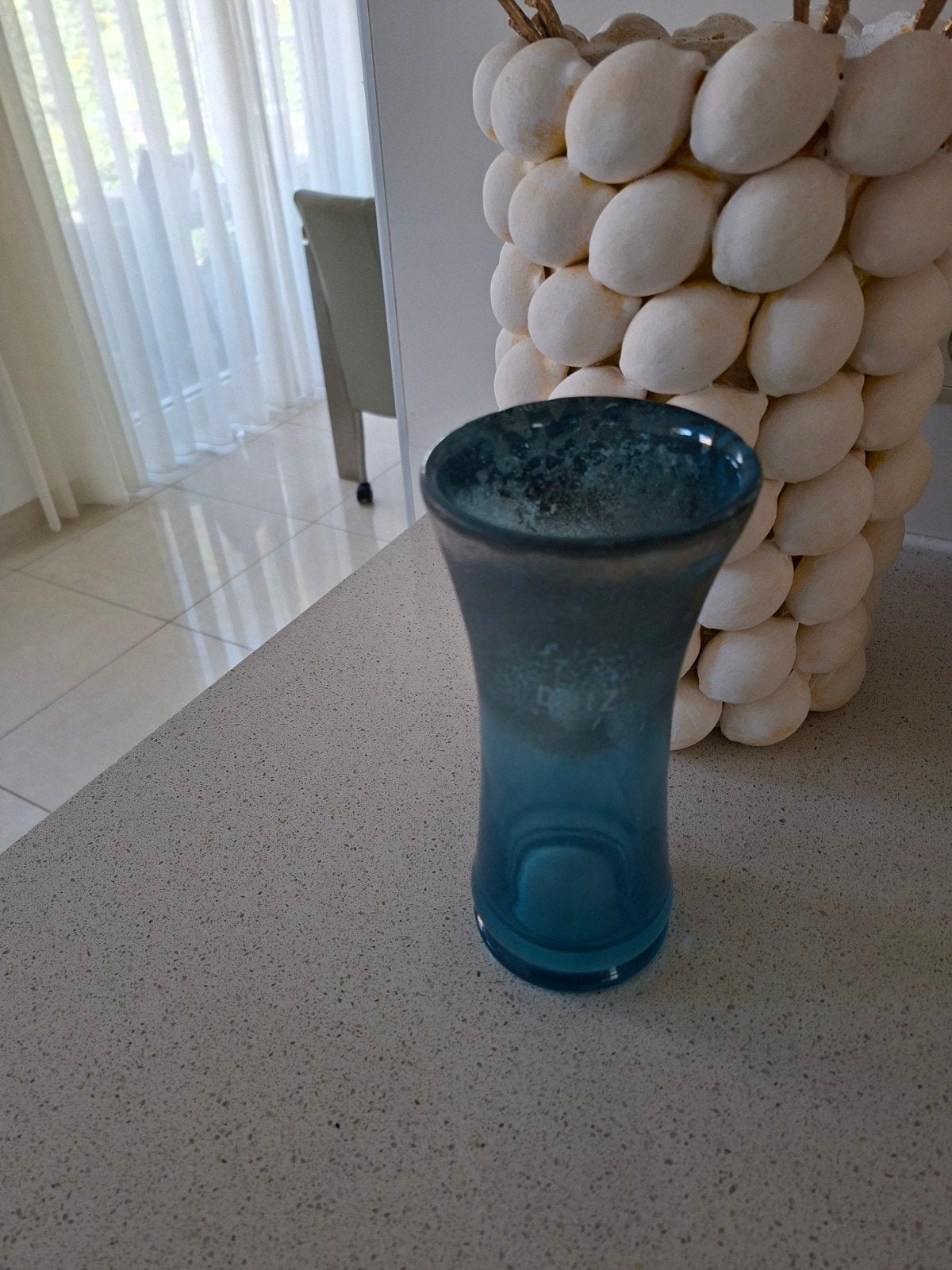 Dutz Design Glazen Vaas - Blauw/Grijs - Zo goed als nieuw, Ophalen, Zo goed als nieuw, Blauw, Glas