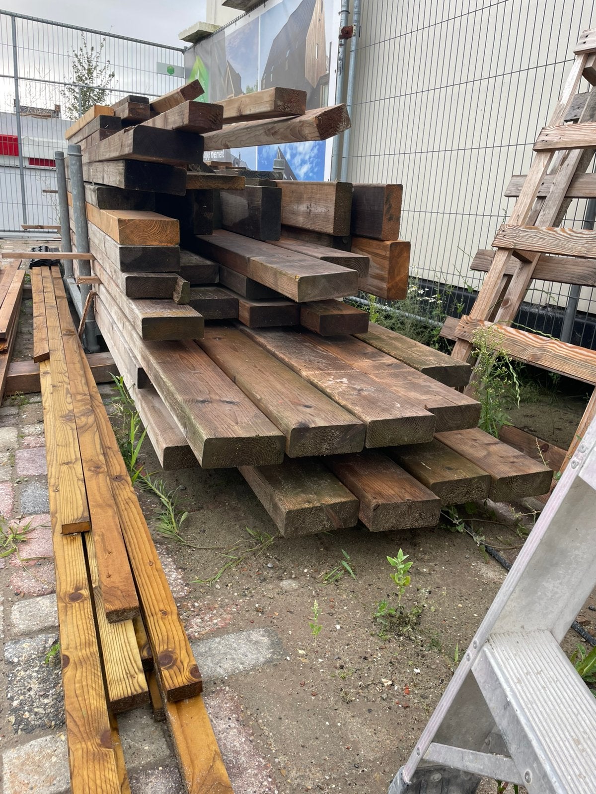 Baddingen balkhout, Doe-het-zelf en Verbouw, Hout en Planken, Ophalen, Zo goed als nieuw, Balk, Vuren