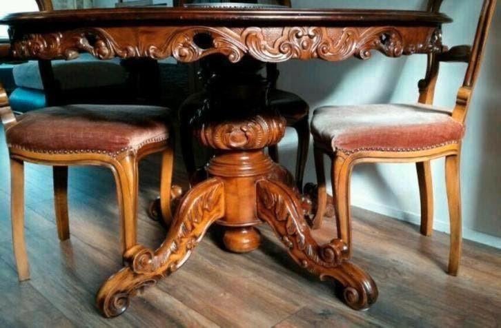 Antiek queen ann tafel set met console tafel set en spiegel, Ophalen of Verzenden