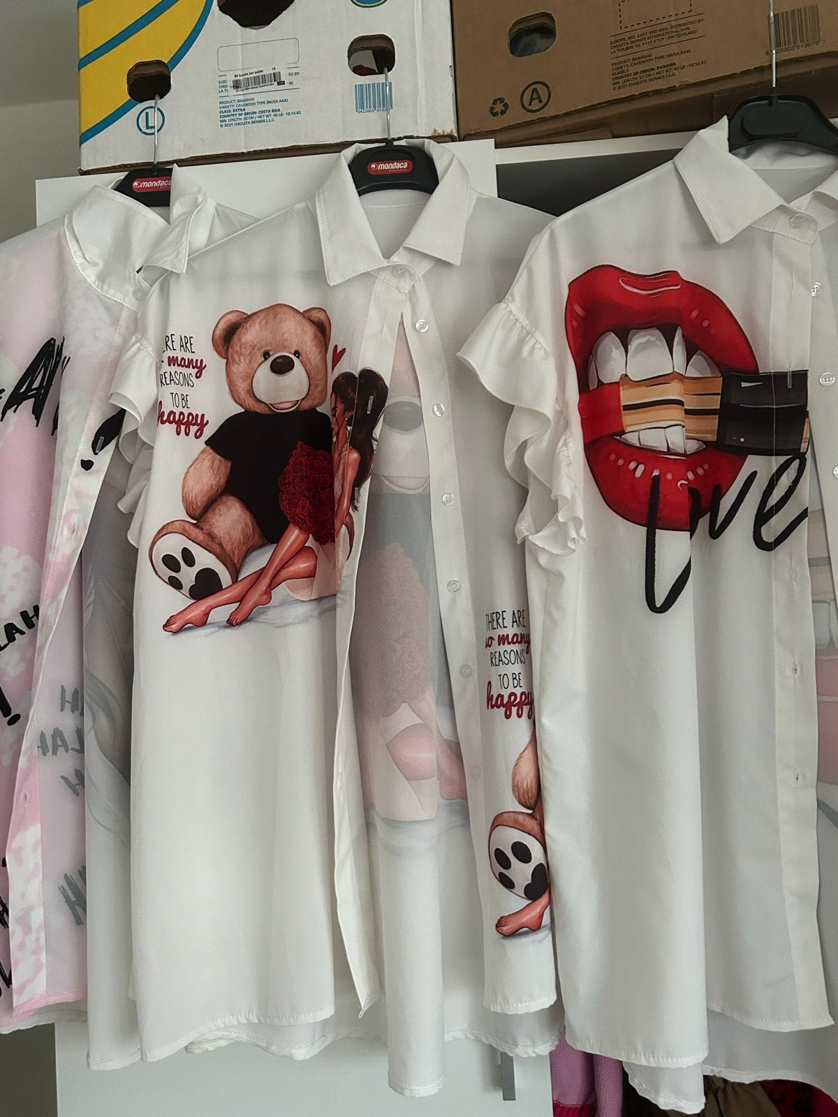 Alle 3 Unieke Blouse met Print - Verschillende Designs, Wit, Maat 42/44 (L), Ophalen of Verzenden, Zo goed als nieuw