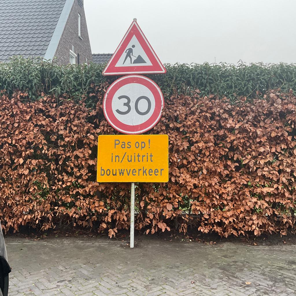 Officiële RVV verkeersborden bouwplaats - 2 stuks, Ophalen, Gebruikt