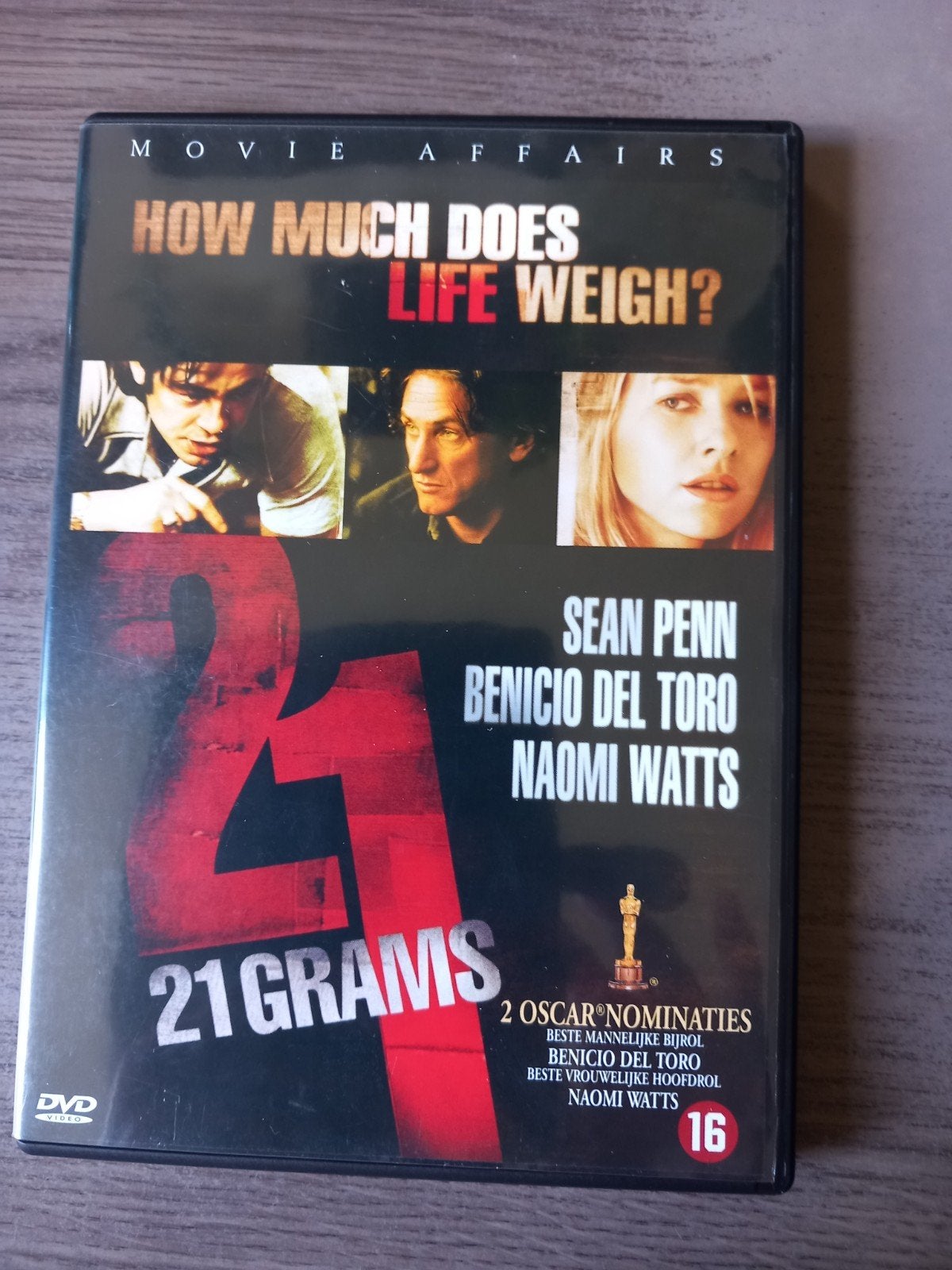 21 Grams DVD - Sean Penn, Benicio Del Toro, Naomi Watts, Cd's en Dvd's, Vanaf 16 jaar, Waargebeurd drama, Ophalen of Verzenden