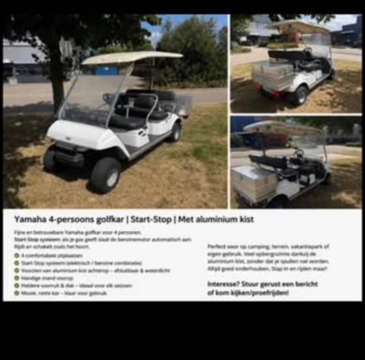 Yamaha 4persoons golfkar Start stop benzine  opbergkist, Ophalen, Gebruikt, Golfkar
