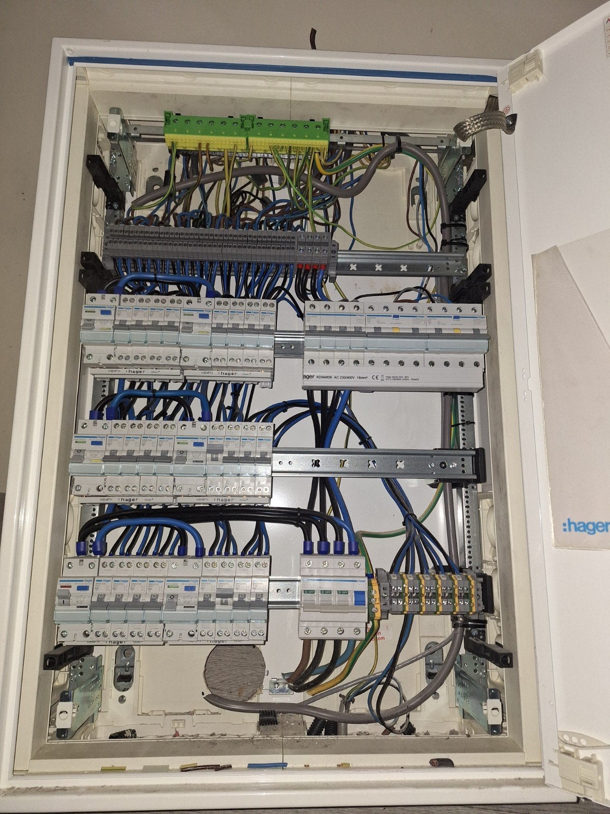 Grote Hager 3-fase groepenkast – compleet – professioneel
