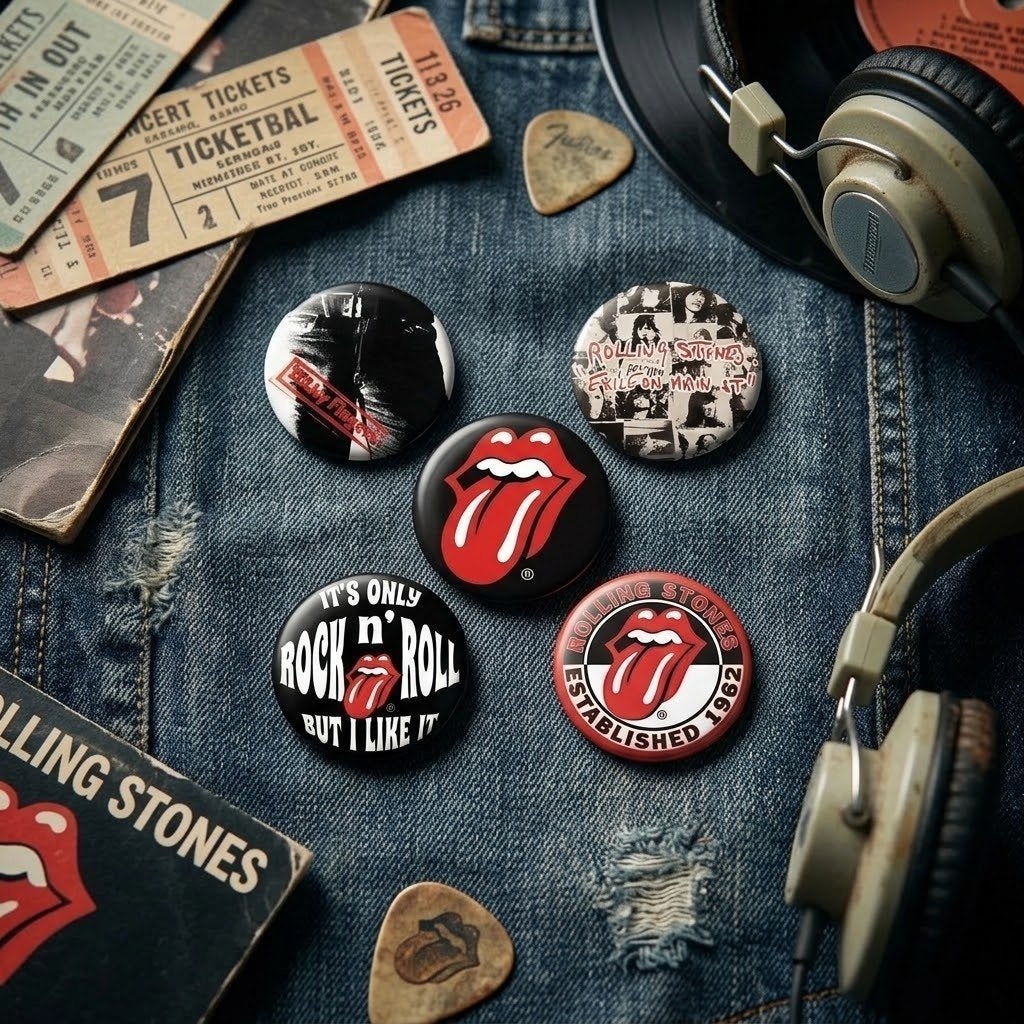 Partij The Rolling Stones – Officiële Badge Set – 5 stuks, NHP International, Nieuw, Ophalen of Verzenden, Info@nhp-international.com
