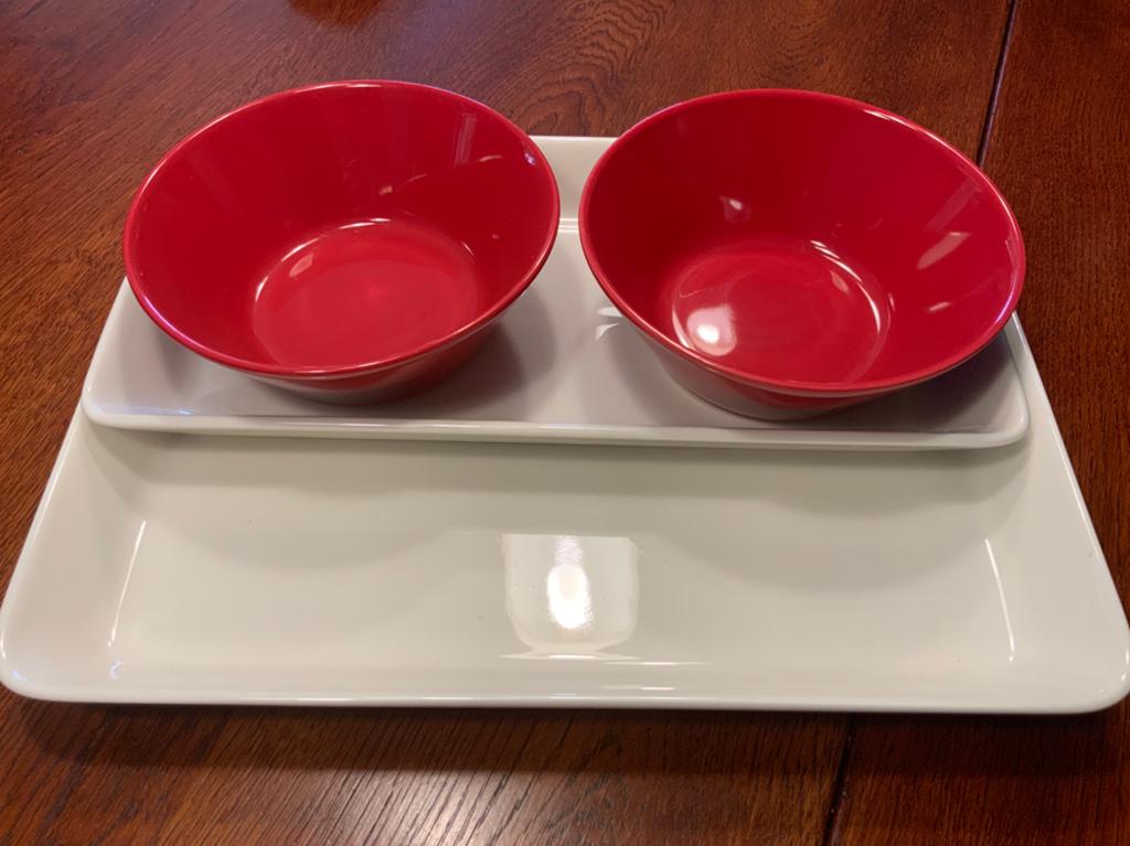 Iittala Teema Arabia 2 kommen rood 2 schalen wit nieuw, Ophalen of Verzenden, Zo goed als nieuw