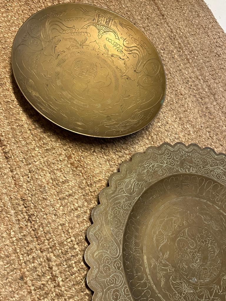 Twee authentieke koperen Chinese schalen, Ophalen