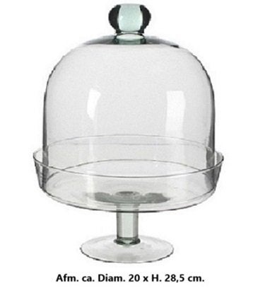 Schaal Diny op voet met stolp glas, Verzenden, Nieuw