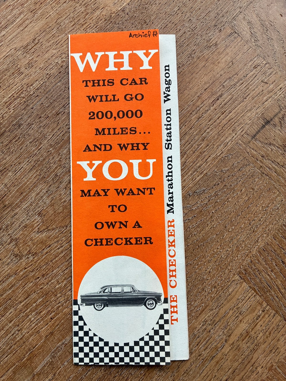 1960 Checker brochure, Verzenden, Zo goed als nieuw, Overige merken