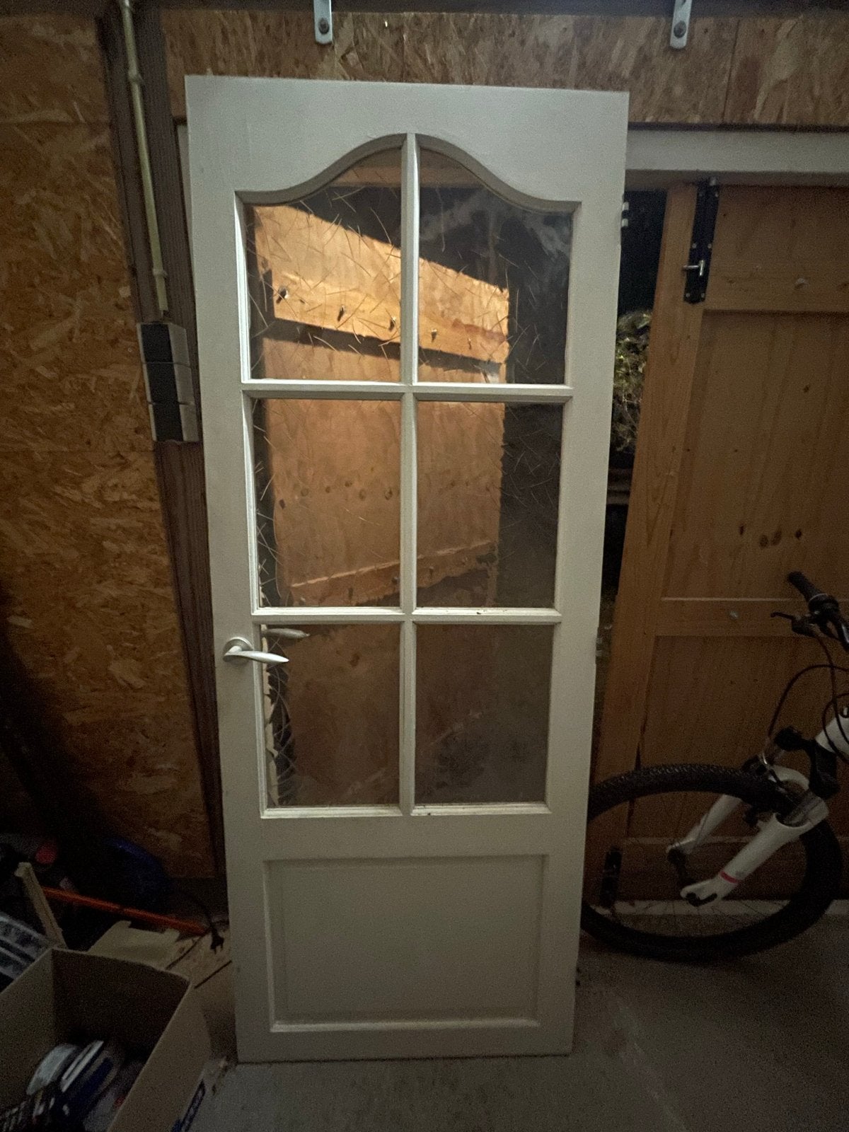 Witte binnendeur met glaspanelen, Ophalen, Gebruikt, Minder dan 80 cm, Binnendeur