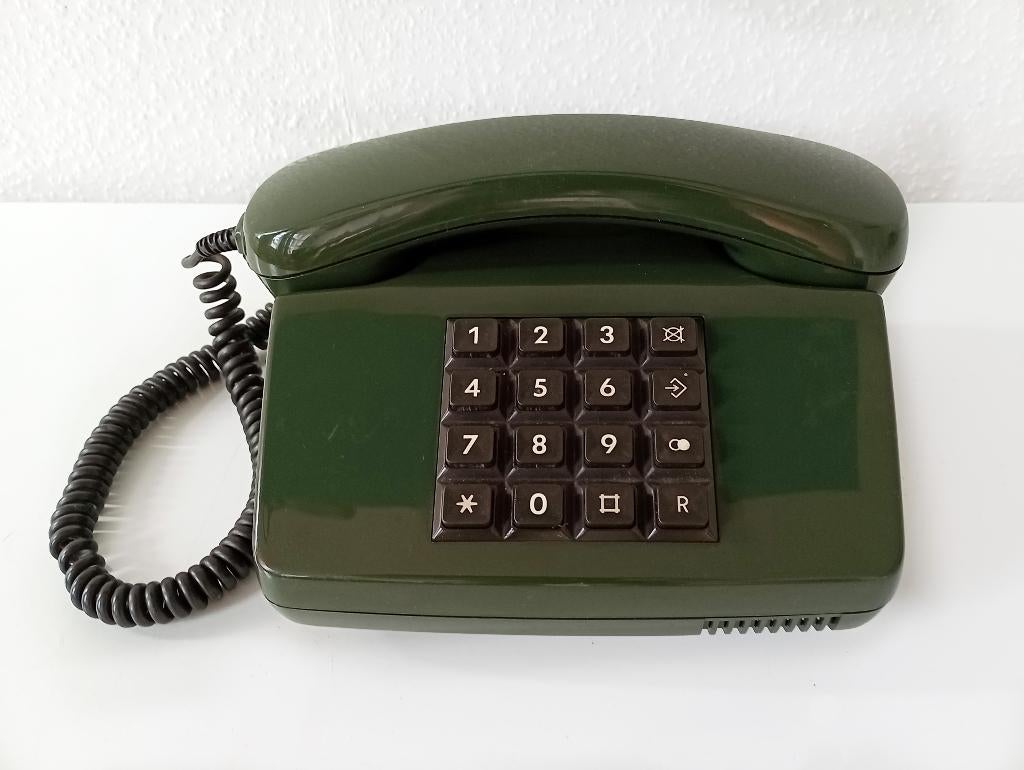 retro donkergroene telefoon met druktoetsen, Ophalen of Verzenden