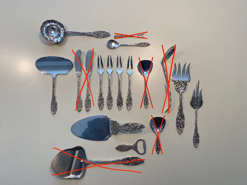 Diverse Gero bestekdelen met ajour steel, Oud hollandsch 635, Ophalen of Verzenden, Zo goed als nieuw, Rvs of Chroom