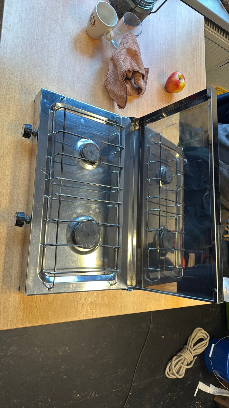 Draagbaar 2-pits gasfornuis - Ideaal voor camping/boot, Ophalen of Verzenden, Gebruikt