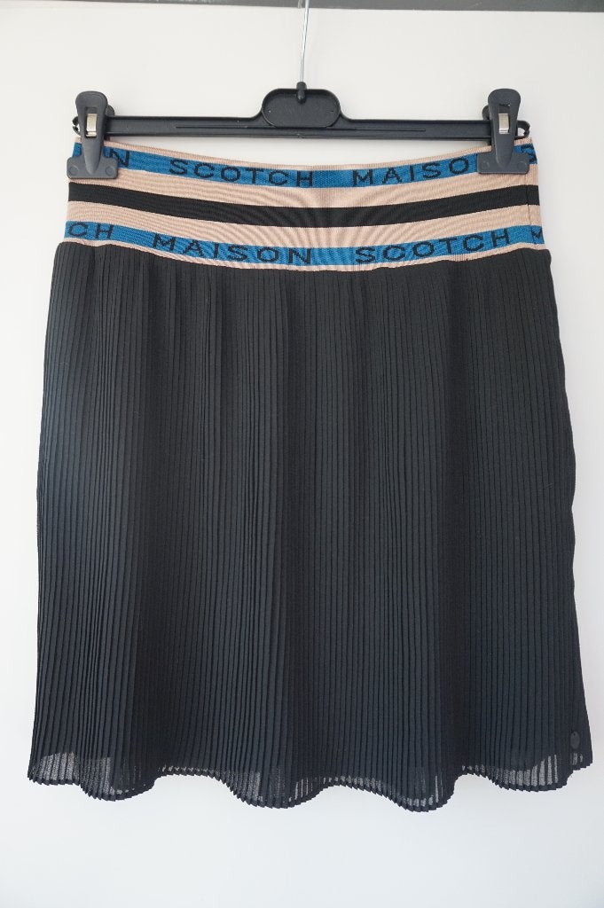 NIEUW Scotch & Soda Maison Scotch korte rok zwart plooirok S, Zwart, Nieuw, Maat 36 (S), Boven de knie