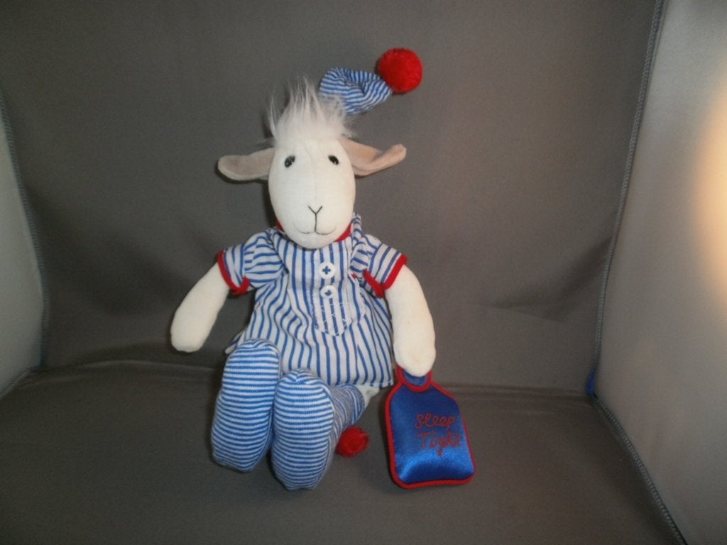 jellycat geit in pyjama met slaapmuts gestreept 30 cm, Jellycat, Disney, Overige typen, Nieuw