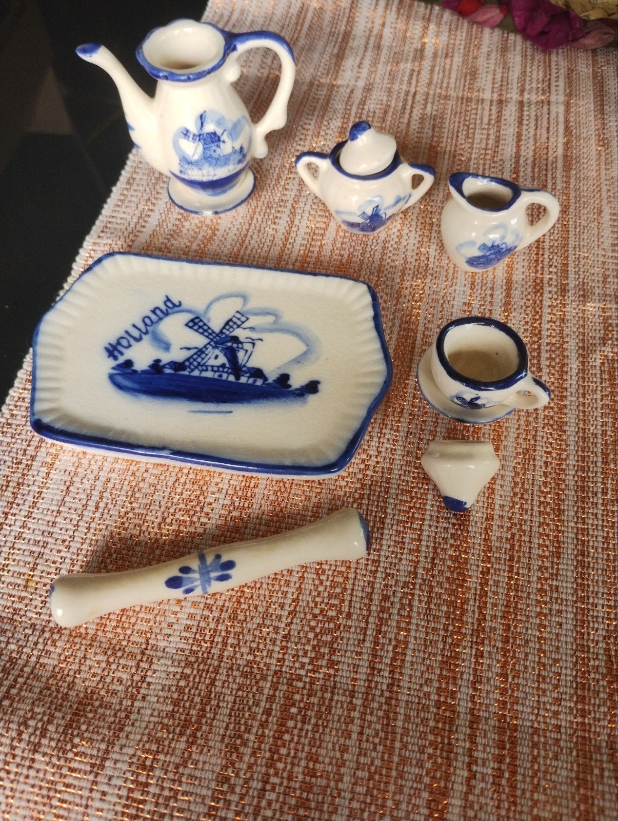 Delfts Blauw miniatuur theeserviesje Holland souvenir, Antiek en Kunst, Ophalen of Verzenden