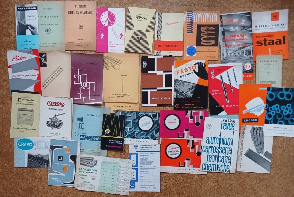 Partij oude en zeer oude folders brochures, Verzenden, Gelezen, Folder