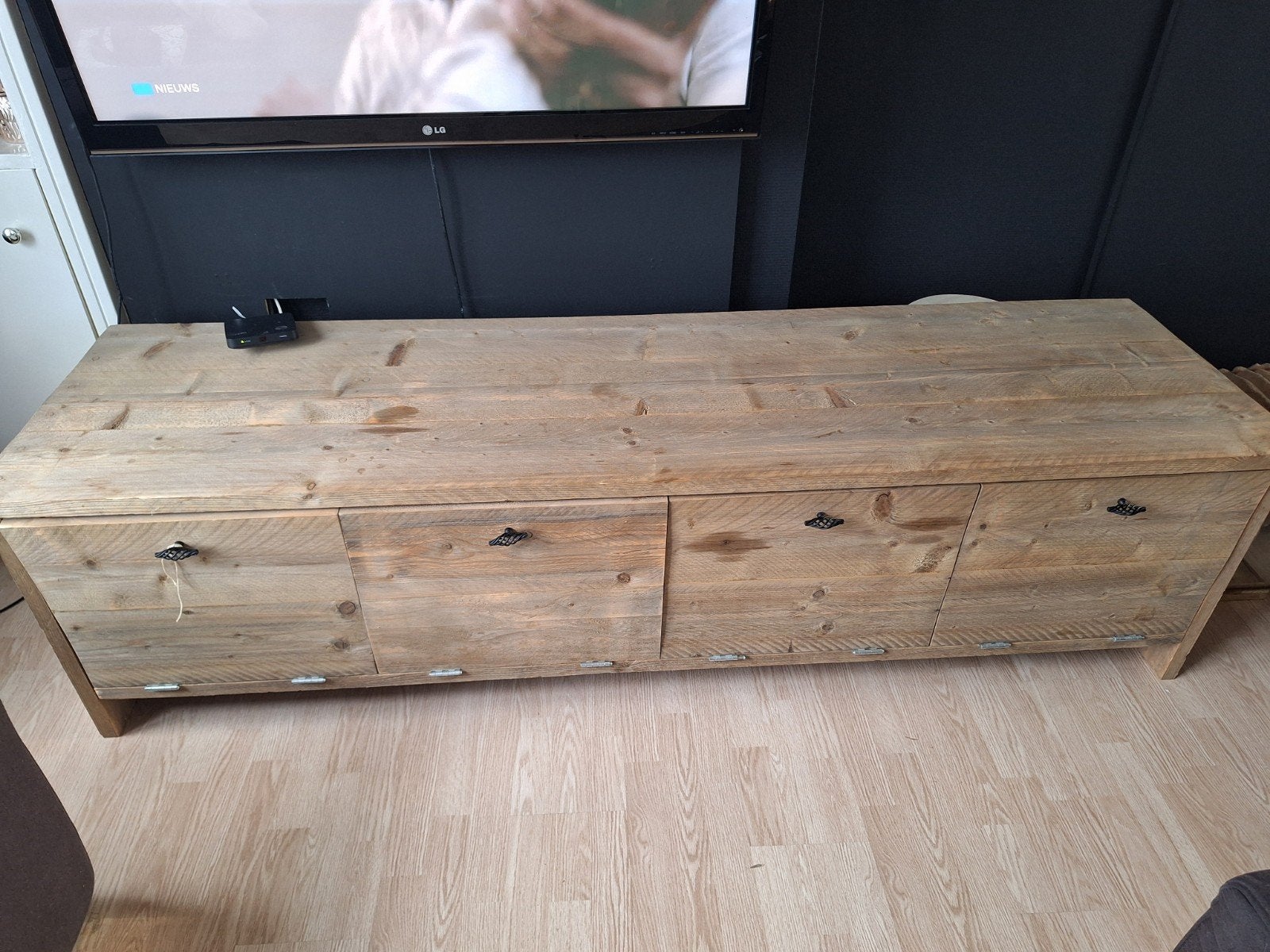 Tv kast steigerhout (zeer zwaar), Huis en Inrichting, Ophalen, Zo goed als nieuw, 200 cm of meer, Minder dan 100 cm