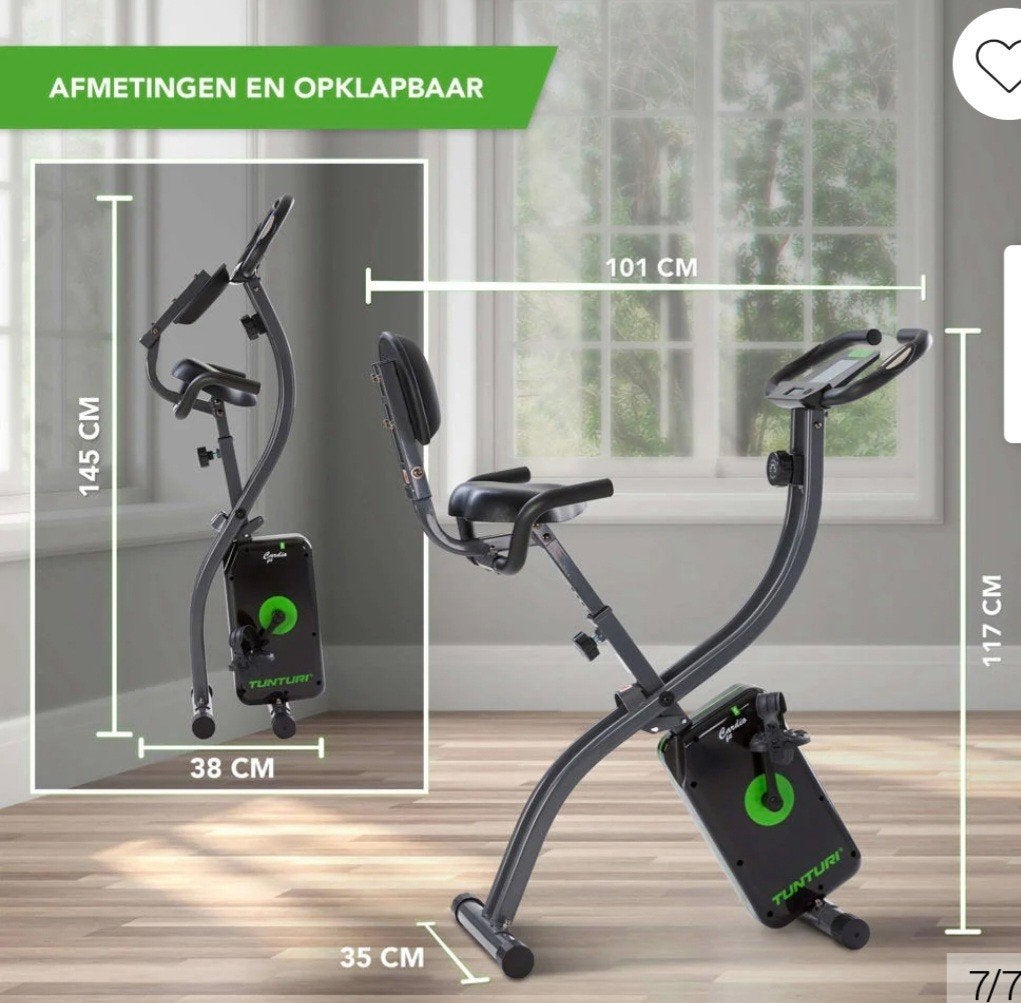 Tunturi Hometrainer - Cardio Fit B30 - Opvouwbaar, Sport en Fitness, Fitnessapparatuur, Ophalen, Zo goed als nieuw, Metaal, Benen