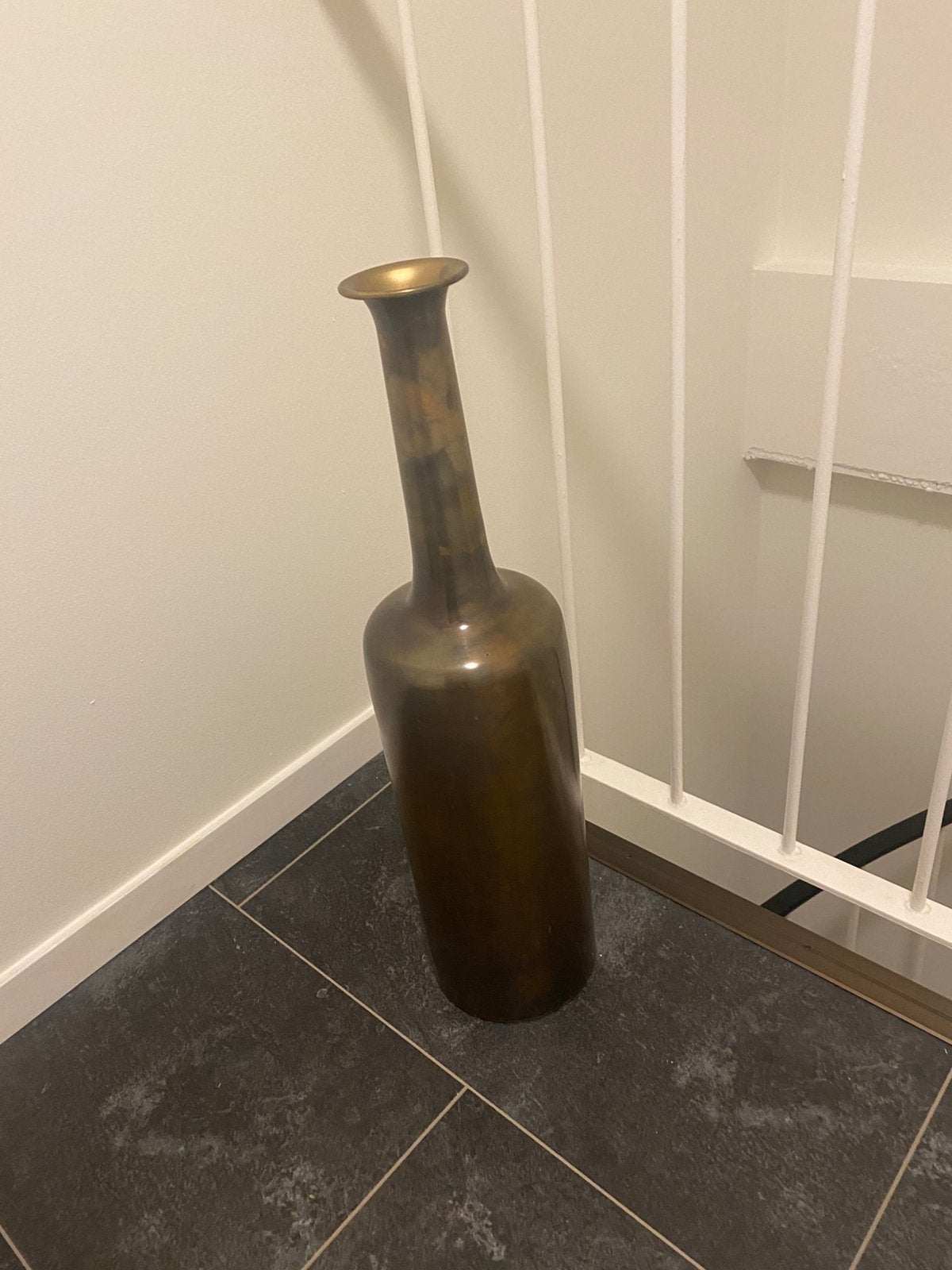 Vaas goud/zwart metaal 65 cm hoog, Ophalen of Verzenden