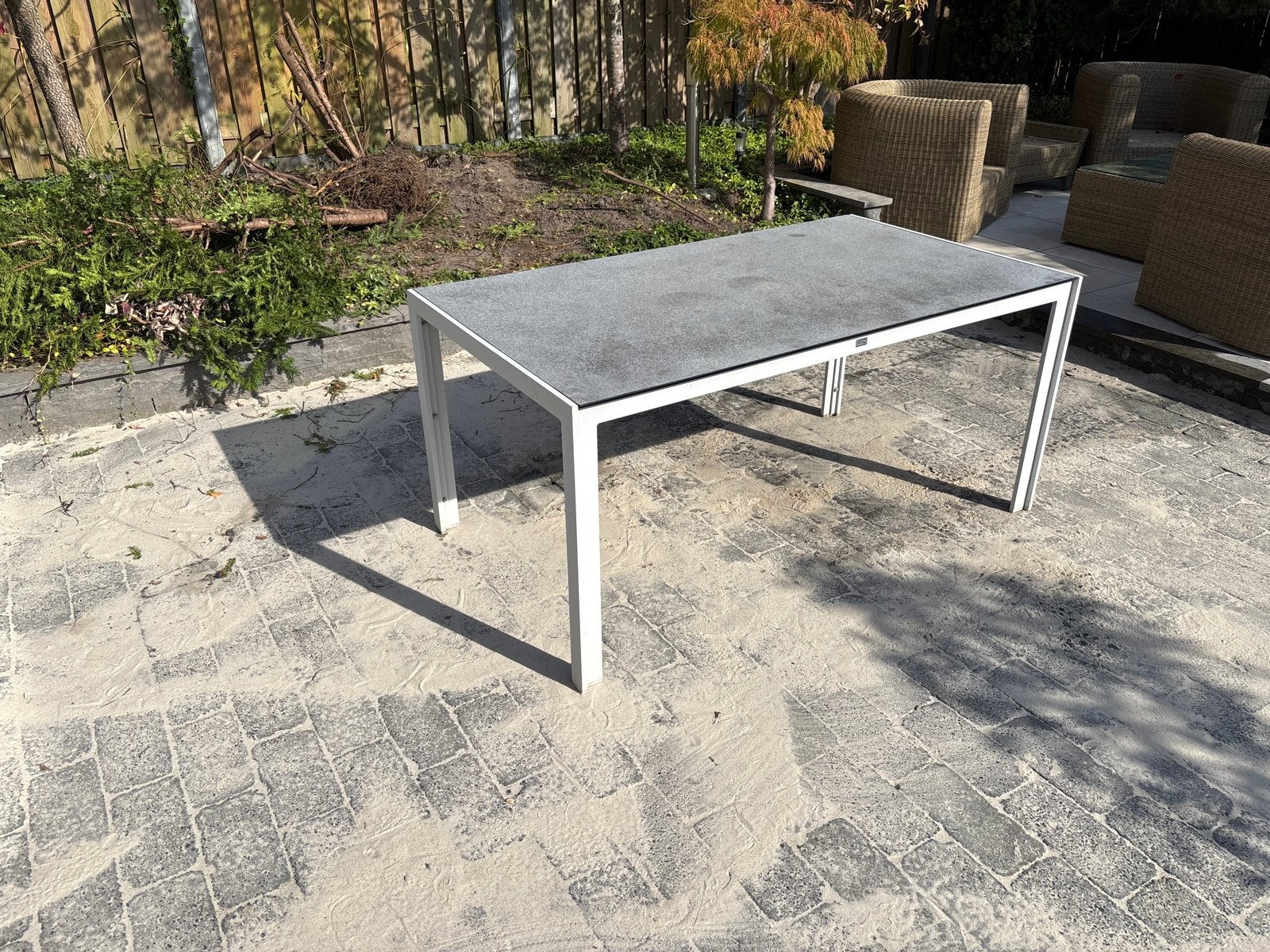 Bellagio tuintafel, Ophalen, Gebruikt, Rechthoekig, Metaal