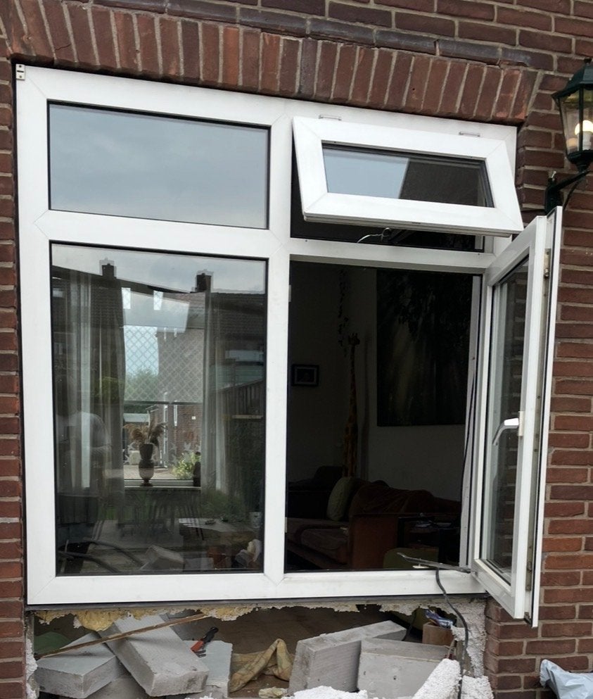 Kunststof kozijn 160x160 met dubbel glas, Kunststof, Gebruikt, Raamkozijn, Ophalen of Verzenden
