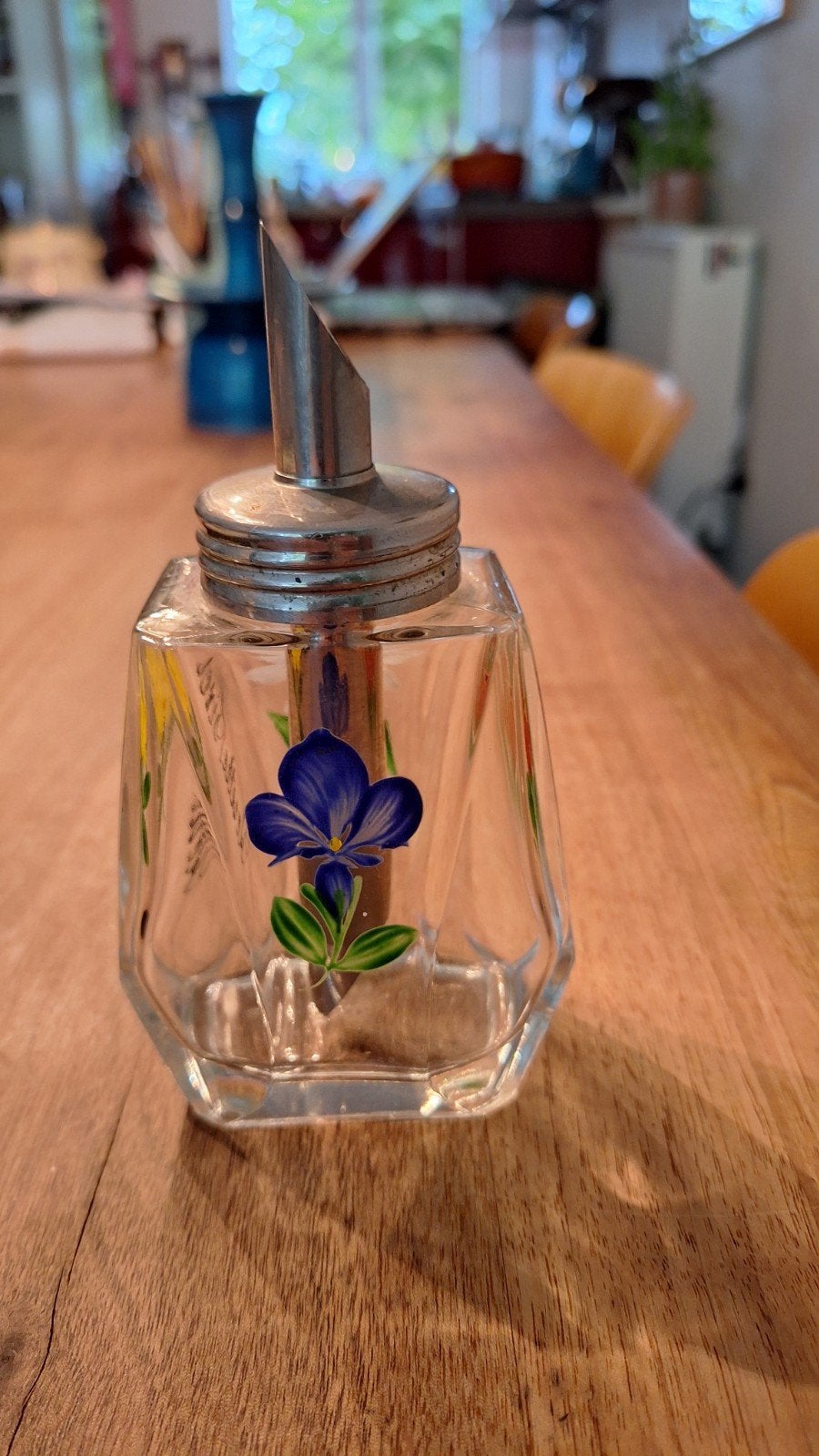 Vintage glazen suikerstrooier met bloemmotieven l, Ophalen of Verzenden