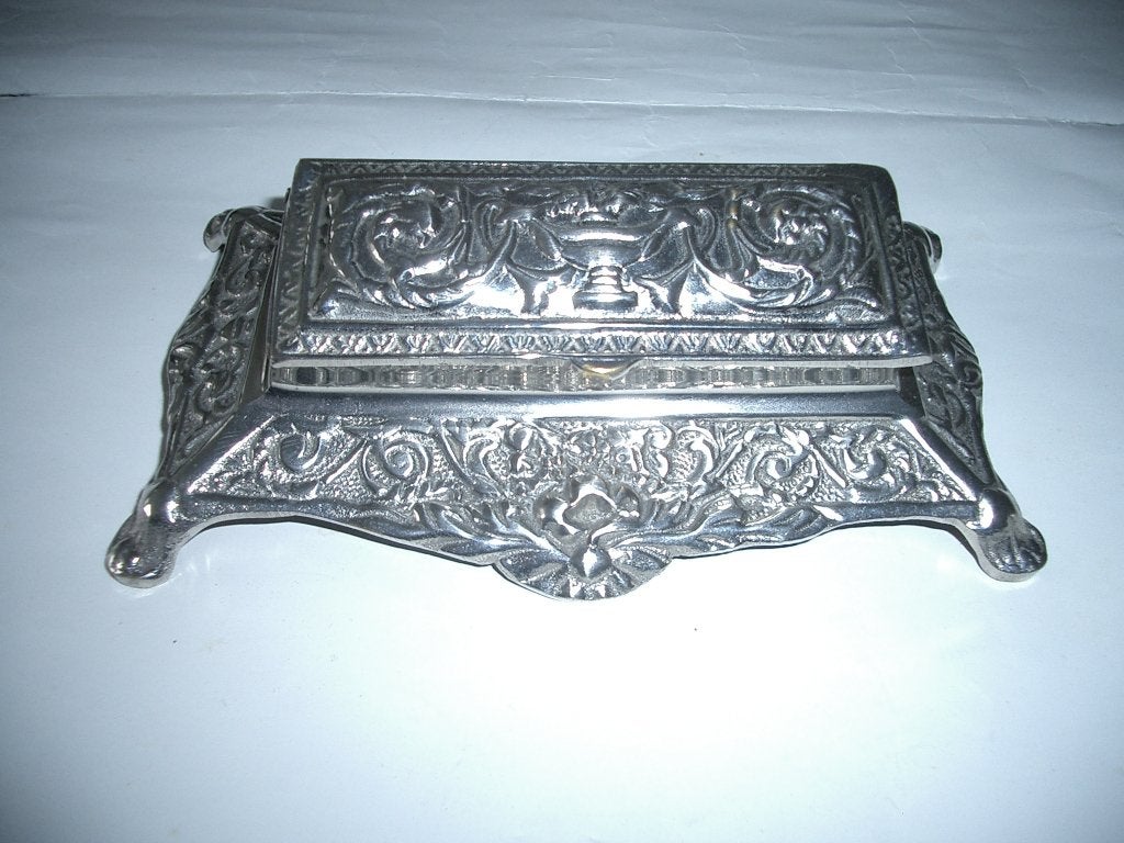 postzegeldoos antiek artdeco zegel zilver sfeer verzamelen, Antiek en Kunst, Ophalen of Verzenden, Brons