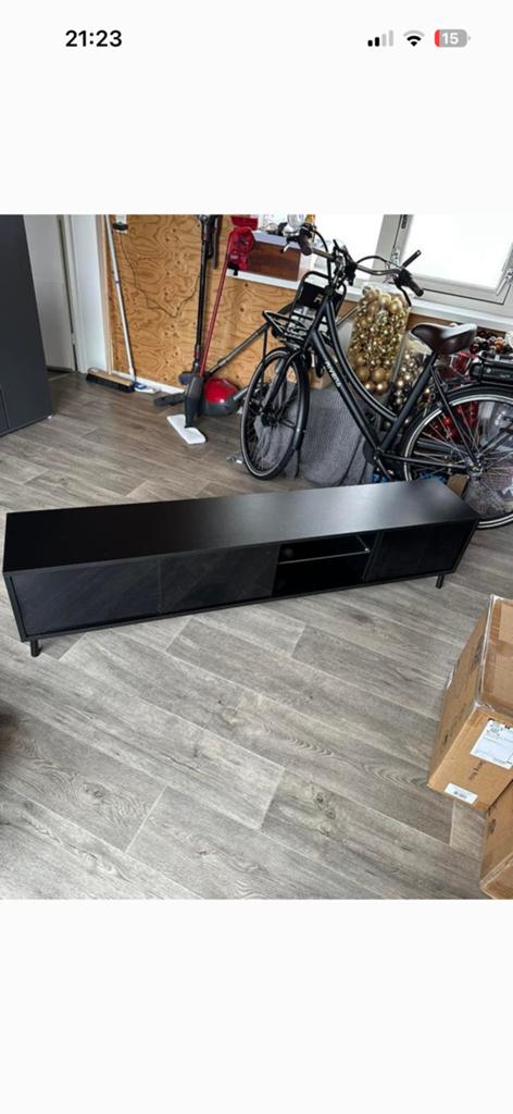Naduvi | TV meubel | Zwart | nieuw, Huis en Inrichting, Kasten | Televisiemeubels, Ophalen, Overige materialen, 150 tot 200 cm