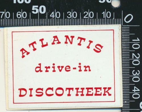 Sticker: Atlantis Drive-in Discotheek, Ophalen of Verzenden, Zo goed als nieuw, Bedrijf of Vereniging