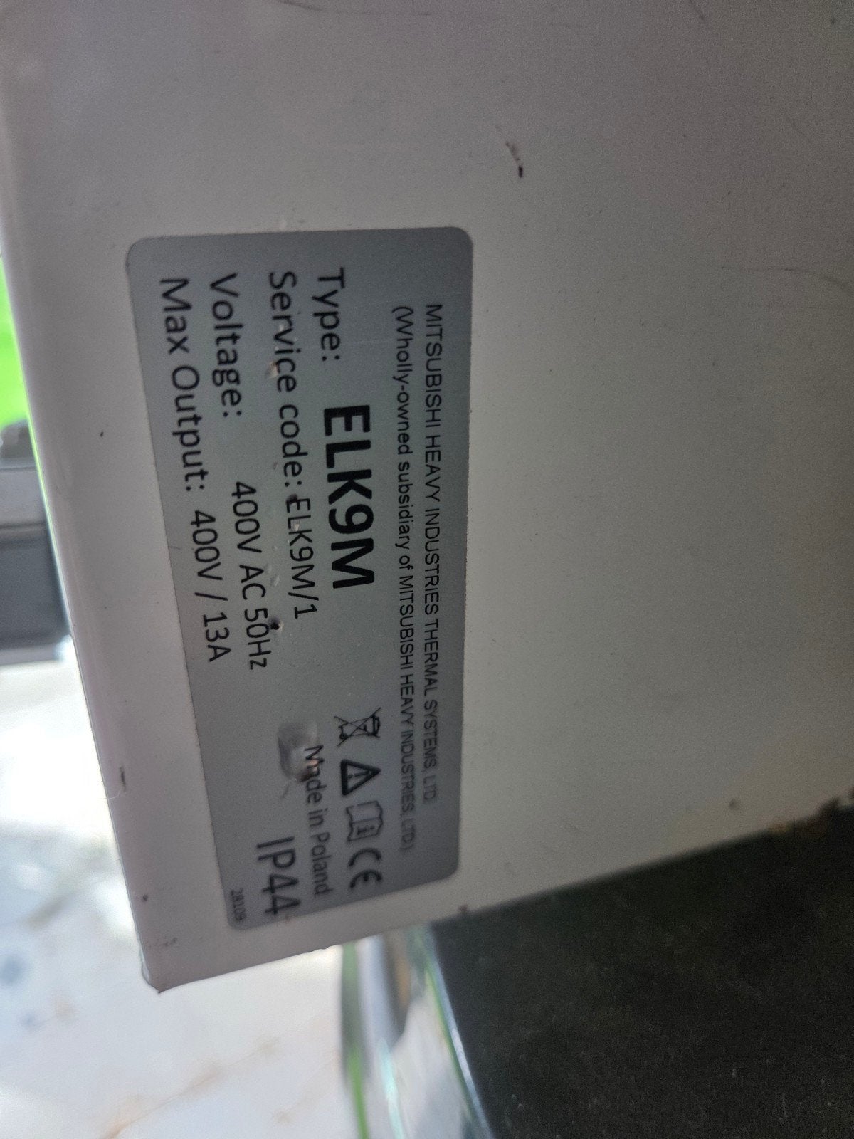 Mitsubishi ELK9M backup heater, Gebruikt, Overige typen, Minder dan 60 cm, Ophalen of Verzenden