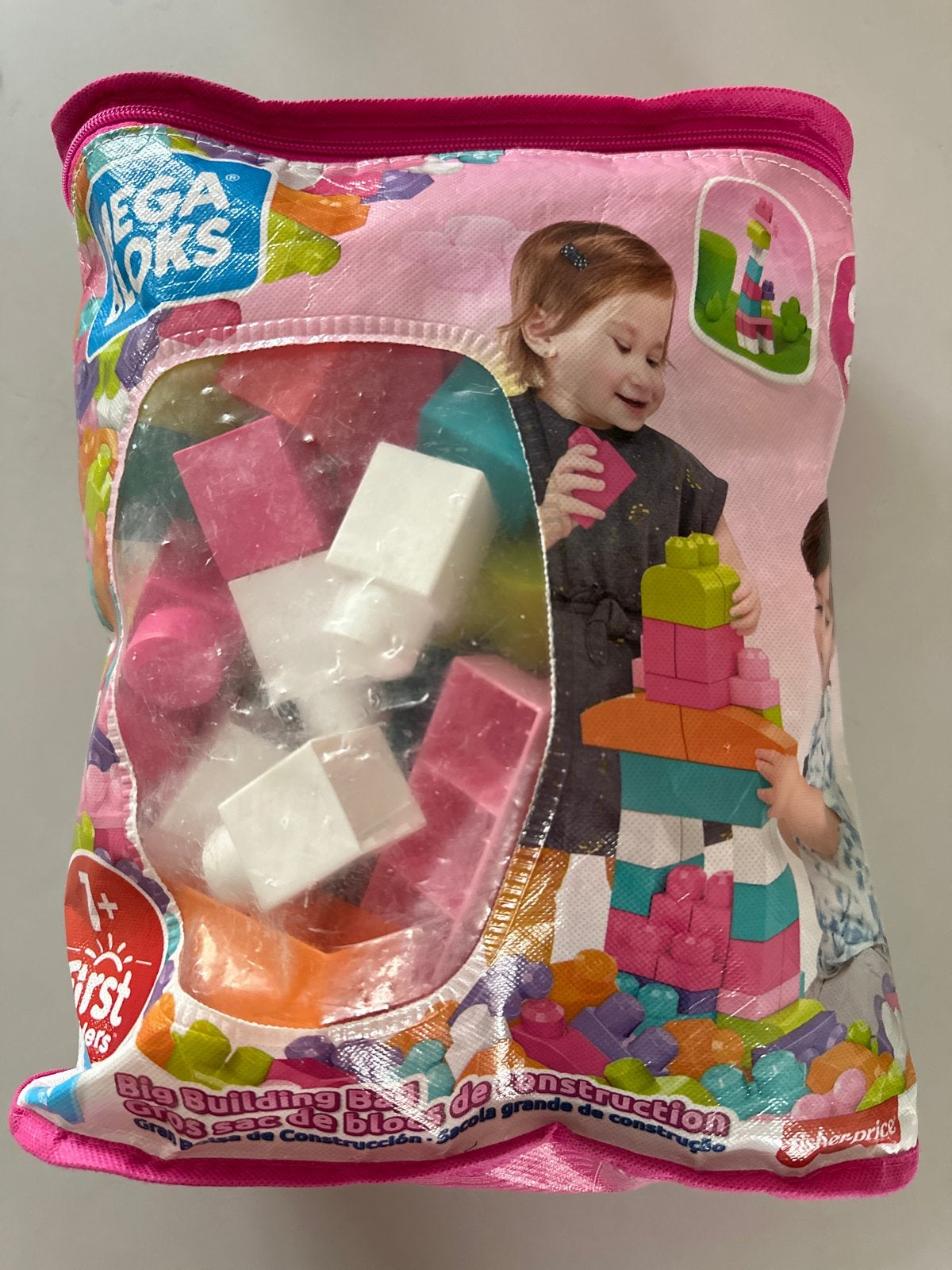 Mega Bloks Big Building Bag - Roze (Gebruikt), Ophalen, Gebruikt, Megabloks