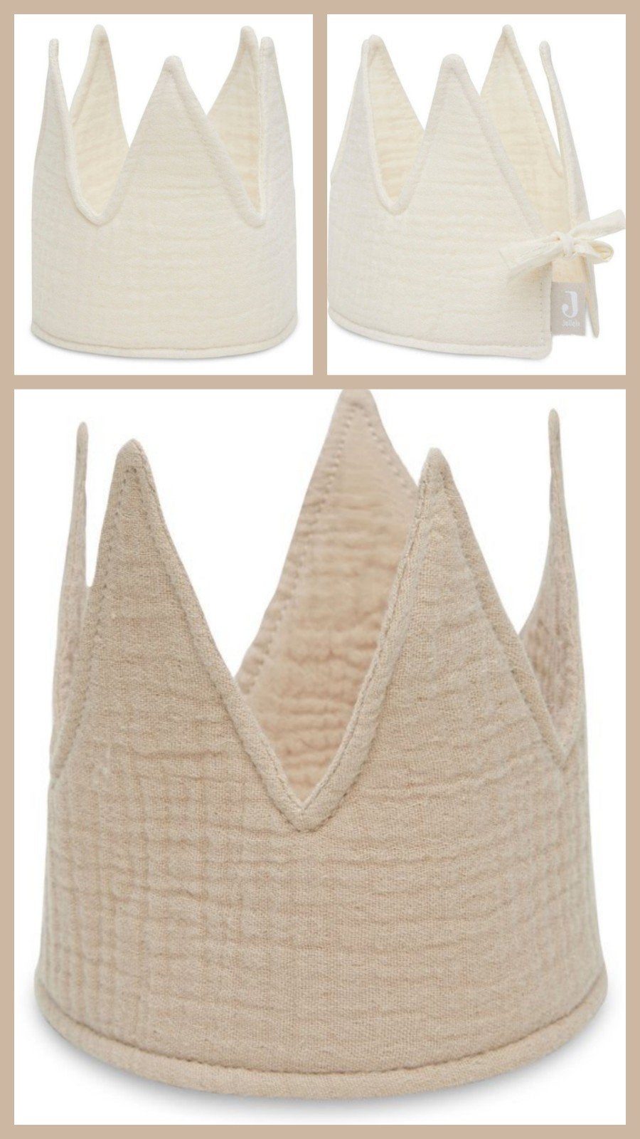 2 Jollein verjaardagskroontjes, Beige, Ophalen of Verzenden, Nieuw, Overige typen