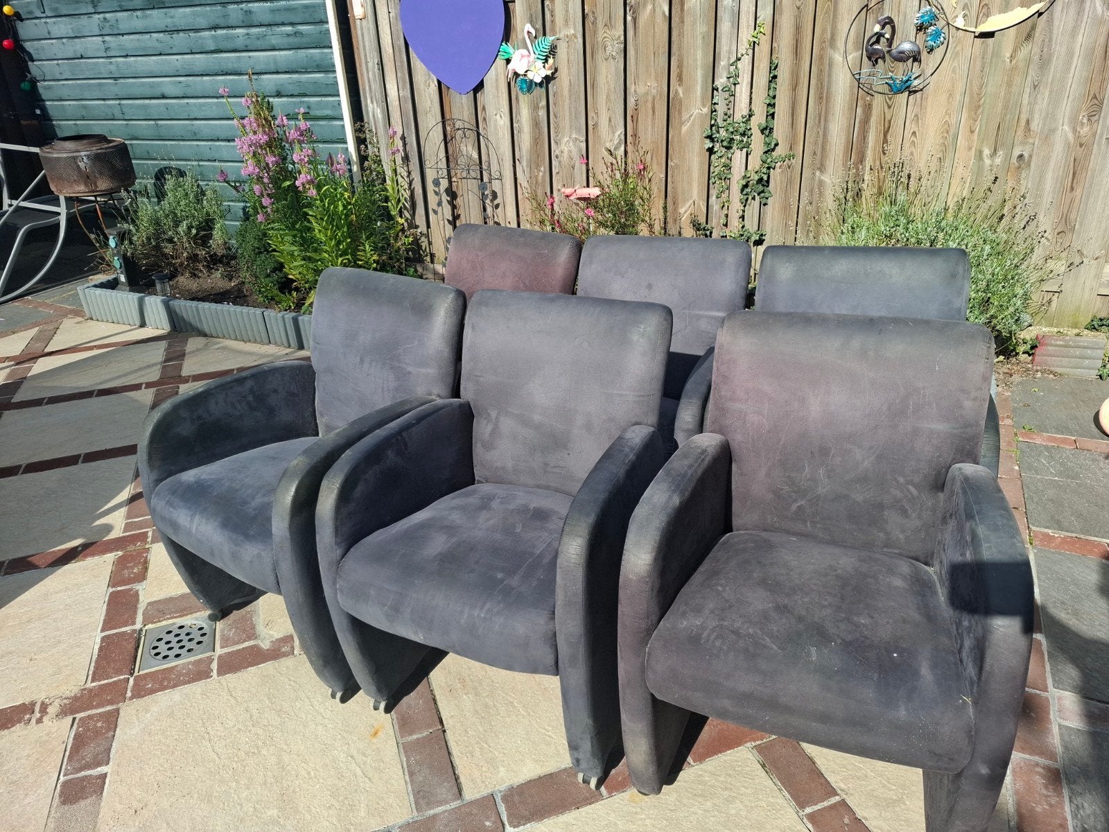 gratis op te halen. Set van 6 donkergrijze fauteuils - Gebru, Ophalen, Gebruikt, Tijdloos, Vijf, Zes of meer stoelen