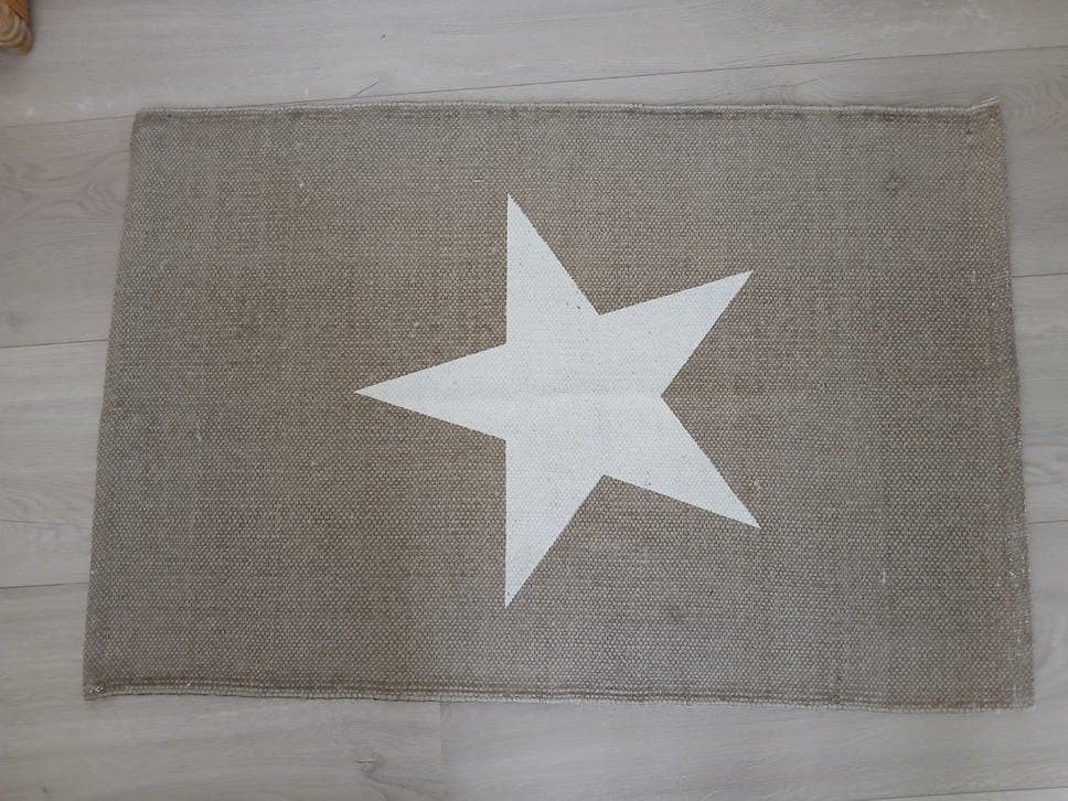 Kleed met ster naturel katoen 90x60cm, 50 tot 100 cm, Landelijk Scandinavisch modern, Zo goed als nieuw, Beige