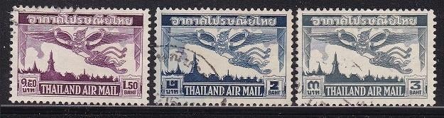 1952 - Thailand michel 299/301 gestempeld , Vluchtpostzegels, Verzenden, Gestempeld, Oost-Azië